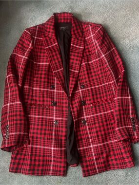 Tahari Red Plaid Blazer